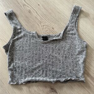SHEIN Heather Gray Ribbed Crop Top